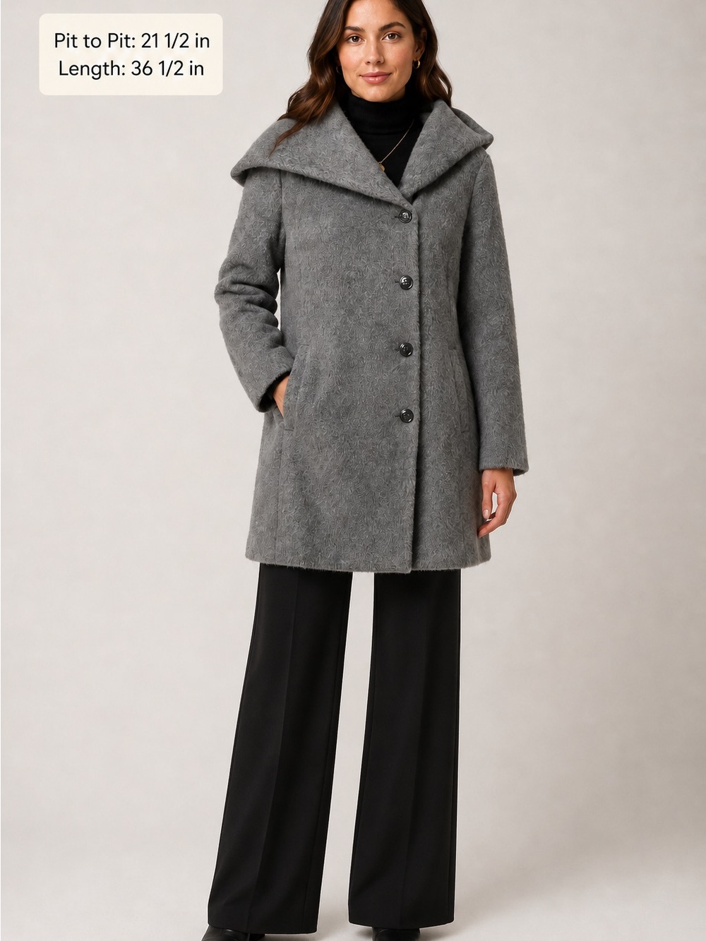 Cole Haan Women’s Size 10 Gray Wool Alpaca Blend Hooded Walker Coat